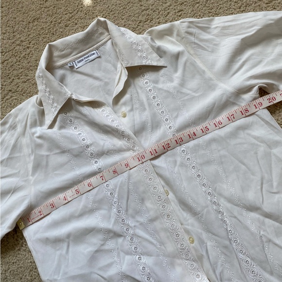 Anne Fontaine Vintage French Floral Lace Classic Button Down Long Sleeve Shirt S - Picture 7 of 10